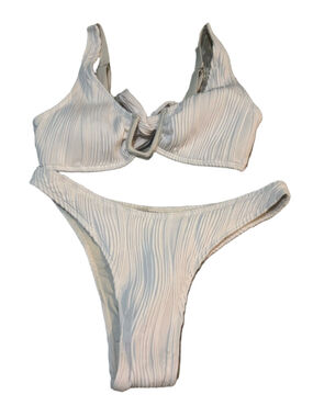 Zaful White Textured Bikini Swimsuit Medium